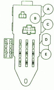 1992 Toyota 4Runner 2WD 4 cyl  Junction Fuse Box Diagram
