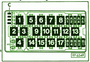 1996 Audi UrS42 Main Engine Fuse Box Diagram