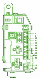 2000 Toyota MR2 Spyder Engine COmpartment Fuse Box Diagram